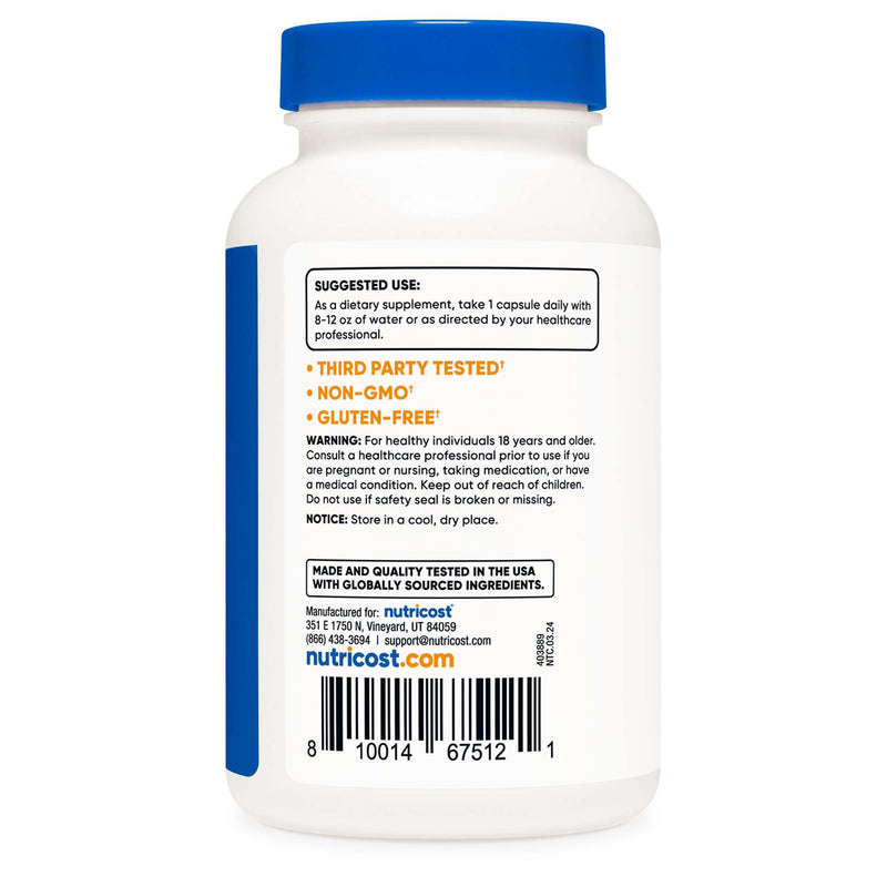 nutricost® 5-HTP Dietary Supplement 5-Hydroxytrptophan 100 mg Strength Capsule 240 Per Bottle (1270260_BT) 1/BT