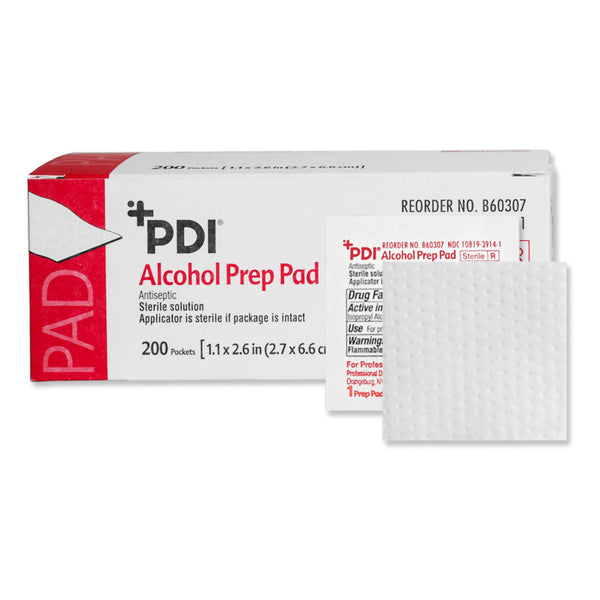 PDI® Alcohol Prep Pad 70% Strength Isopropyl Alcohol Individual Packet Medium Sterile (173778_BX) 200/BX