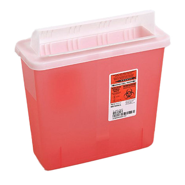In-Room™ Sharps Container Translucent Red Base 11 H X 10-3/4 W X 4-3/4 D Inch Horizontal Entry 1.25 Gallon (178743_CS) 20/CS
