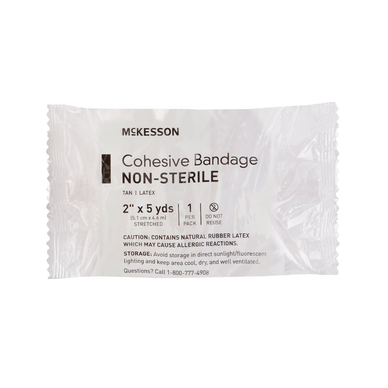 McKesson Cohesive Bandage 2 Inch X 5 Yard Self-adherent Closure Tan NonSterile Standard Compression (464152_CS) 36/CS