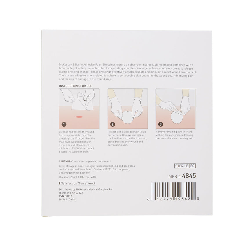 McKesson Foam Dressing 7 X 7 Inch With Border Film Backing Silicone Gel Adhesive Sacral Sterile (886434_CS) 200/CS