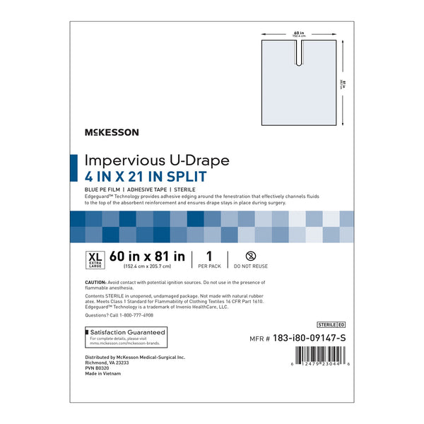 McKesson Orthopedic Drape Impervious U-Drape 60 W X 81 L Inch Sterile (1101289_PK) 1/PK