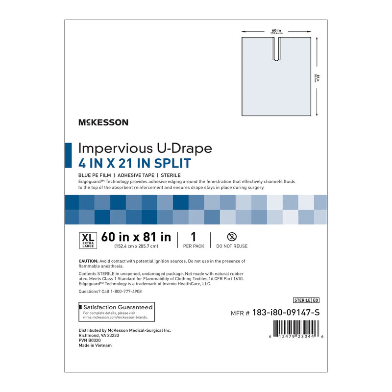 McKesson Orthopedic Drape Impervious U-Drape 60 W X 81 L Inch Sterile (1101289_PK) 1/PK