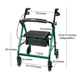 McKesson 4 Wheel Rollator Green Adjustable Height / Folding Aluminum Frame (1065265_EA) 1/EA