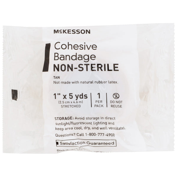 McKesson Cohesive Bandage 1 Inch X 5 Yard Self-Adherent Closure Tan NonSterile Standard Compression (520550_EA) 1/EA