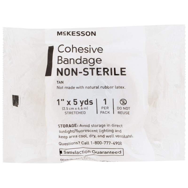 McKesson Cohesive Bandage 1 Inch X 5 Yard Self-Adherent Closure Tan NonSterile Standard Compression (520550_EA) 1/EA