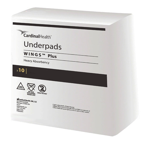Wings™ Plus Disposable Underpad 30 X 30 Inch Fluff / Polymer Heavy Absorbency (854097_BG) 10/BG