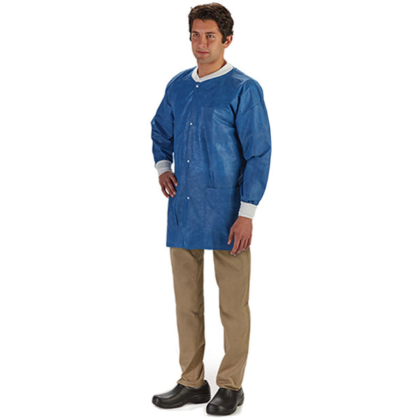 LabMates® Lab Jacket Blue Medium Hip Length SMS Disposable (1149955_CS) 50/CS