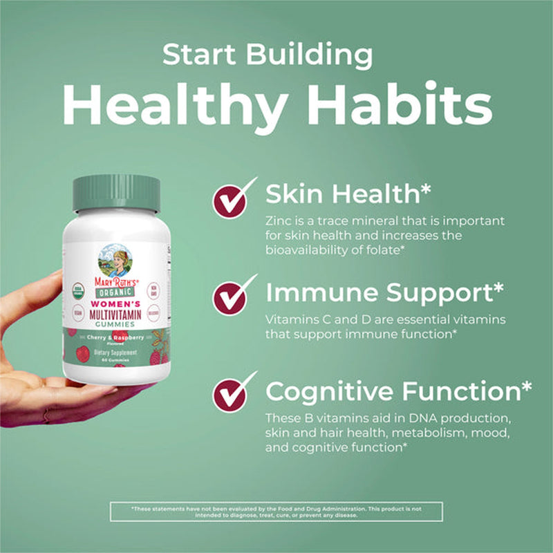 Mary Ruth's® Organic Women's Multivitamin Supplement Vitamin A / C / D / E 450 mcg - 20 mg - 6 mcg - 7 mg Strength Gummie 60 Per Bottle Strawberry Flavor (1271765_EA) 1/EA