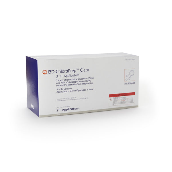 ChloraPrep™ Clear Skin Prep Solution 3 mL Foam Applicator 2% / 70% Strength CHG (Chlorhexidine Gluconate) / Isopropyl Alcohol Sterile (1189869_CT) 25/CT