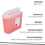 McKesson Prevent® Sharps Container Red Base 11 H X 12 W X 4-3/4 D Inch Horizontal Entry 1.35 Gallon (854862_CS) 20/CS