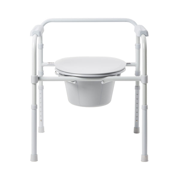 McKesson 3-in-1 Commode Chair Fixed Arms Steel Frame Back Bar 13-1/4 Inch Seat Width 350 lbs. Weight Capacity (1073633_CS) 4/CS