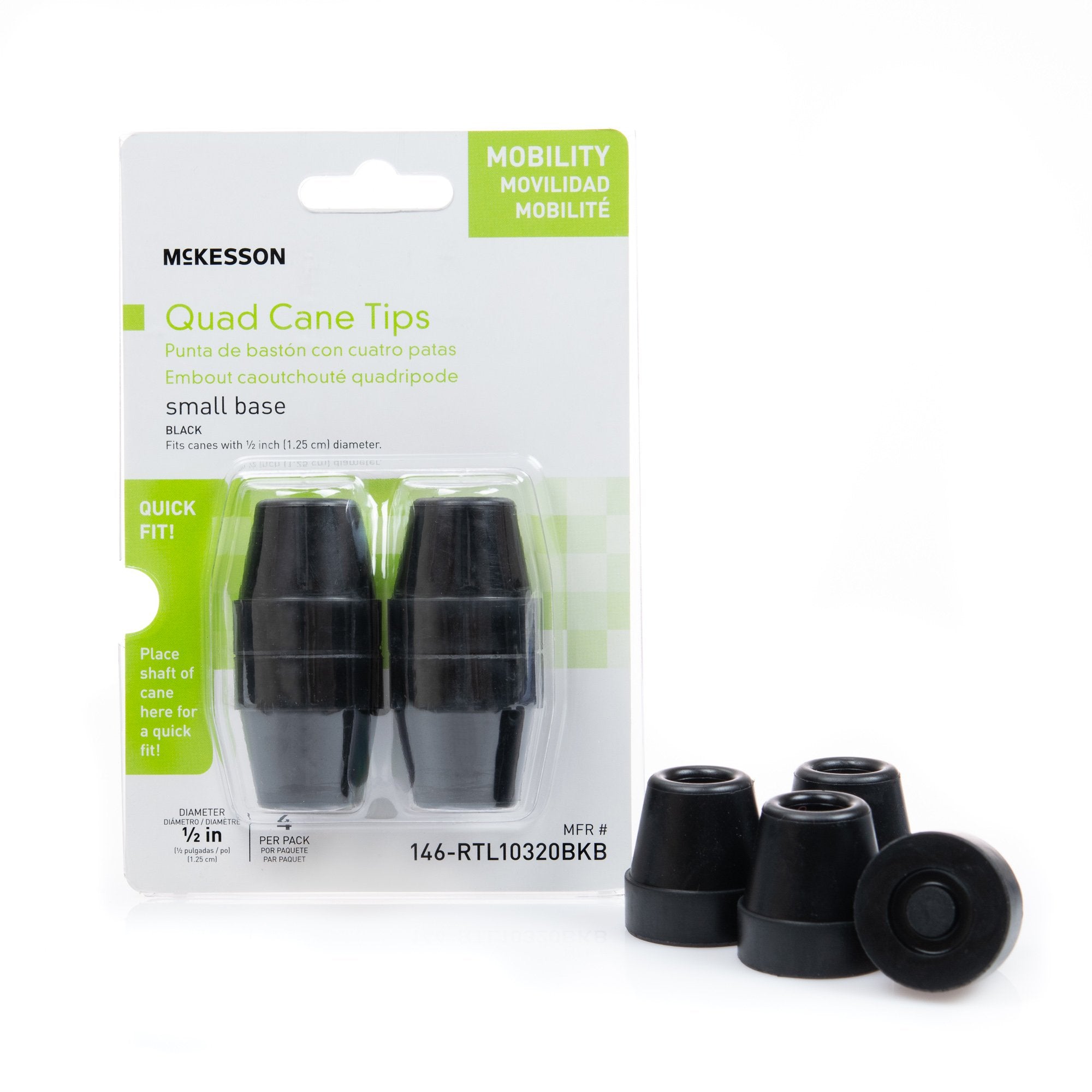 McKesson Cane Tip For Small Base Quad Cane with 1/2 Inch Diameter (109 ...