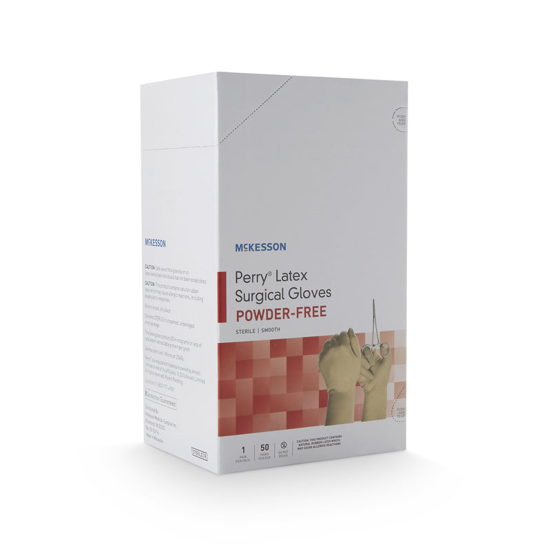 McKesson Perry® Surgical Glove Size 6.5 Sterile Latex Standard Cuff Length Smooth Cream Chemo Tested (1044705_PR) 1/PR