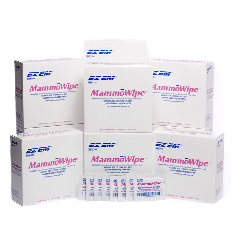 EZ EM Mammography Cleansing Towelette Individual Packet Scented 50 Count (918441_CS) 500/CS