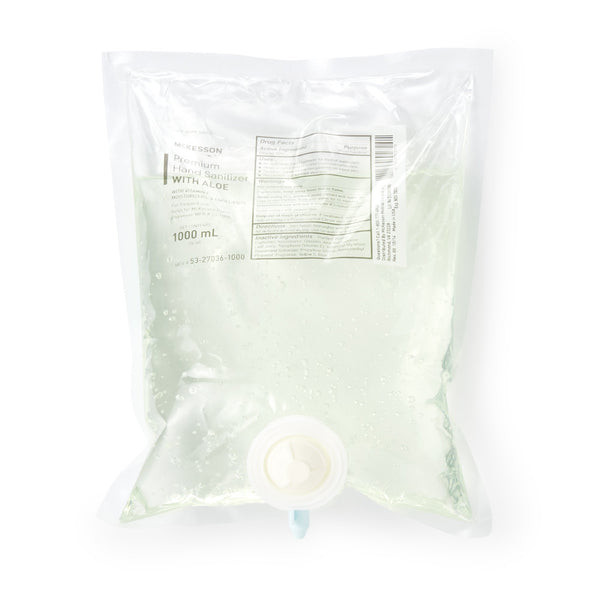McKesson Premium Hand Sanitizer with Aloe 1,000 mL Ethyl Alcohol Gel Dispenser Refill Bag (468267_CS) 10/CS