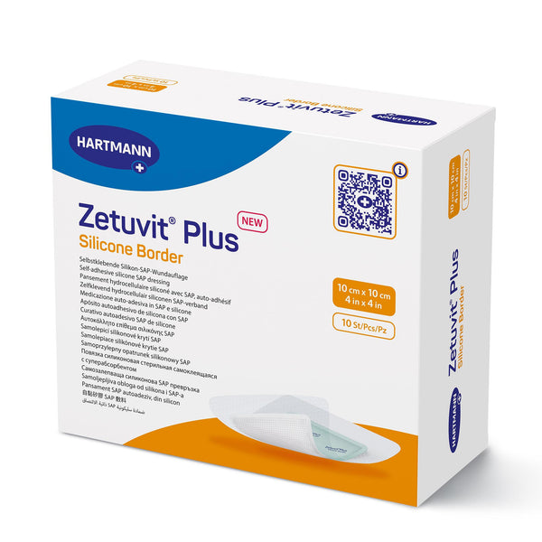 Zetuvit® Plus Silicone Border Super Absorbent Dressing Silicone Adhesive 4 X 4 Inch Square (1242904_BX) 10/BX