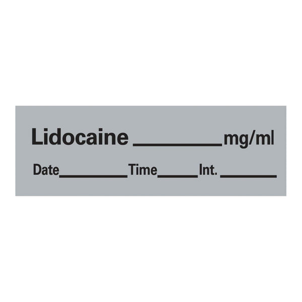 Timemed Drug Label Anesthesia Label Tape Lidocaine_mg/mL Date_Time_Int Gray 1/2 X 1-1/2 Inch (173553_RL) 1/RL