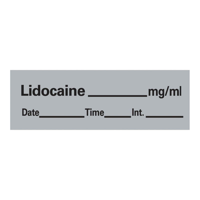 Timemed Drug Label Anesthesia Label Tape Lidocaine_mg/mL Date_Time_Int Gray 1/2 X 1-1/2 Inch (173553_RL) 1/RL