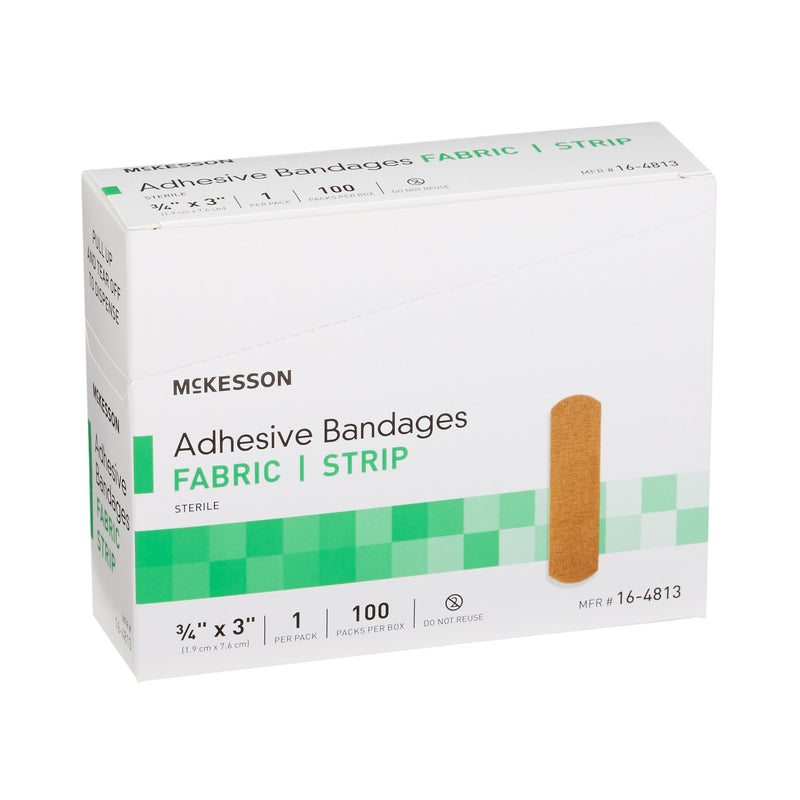 McKesson Adhesive Strip 3/4 X 3 Inch Fabric Rectangle Tan Sterile (466871_CS) 2400/CS
