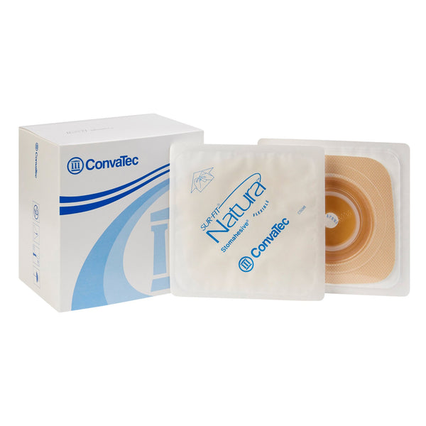 Sur-Fit Natura® Ostomy Barrier Trim to Fit, Standard Wear Stomahesive® Adhesive 38 mm Flange Sur-Fit® Natura® System Hydrocolloid Up to 7/8 Inch Opening 4 X 4 Inch (325400_BX) 10/BX