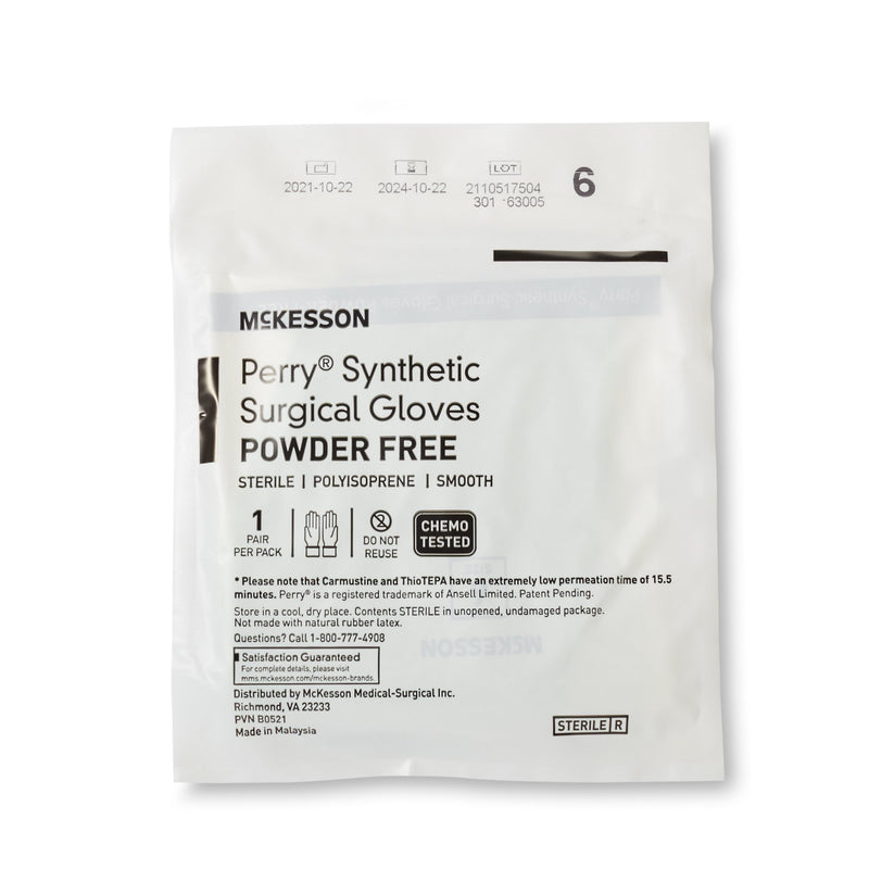 McKesson Perry® Performance Plus Surgical Glove Size 6 Sterile Polyisoprene Standard Cuff Length Smooth Green Chemo Tested (1044720_BX) 50/BX