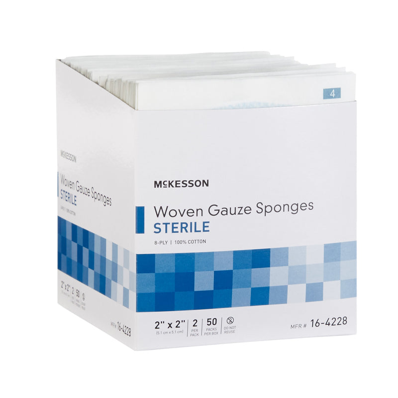 McKesson Gauze Sponge 2 X 2 Inch 8-Ply Sterile 2 per Pack (635942_BX) 50/BX