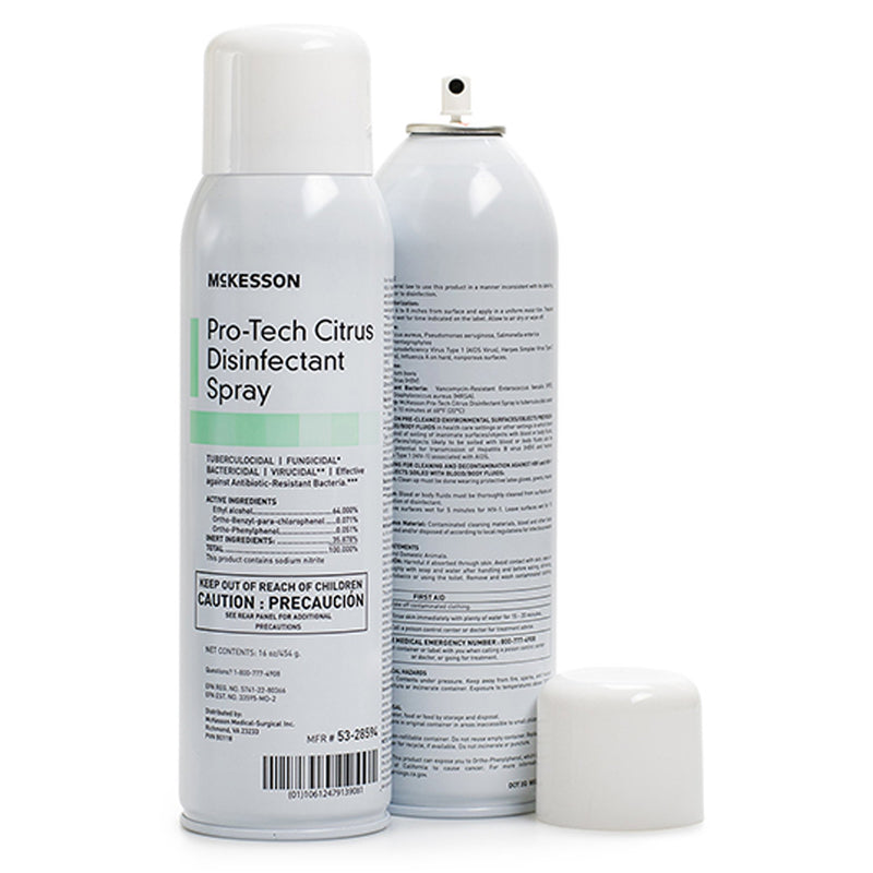 McKesson Pro-Tech Surface Disinfectant Cleaner Alcohol Based Aerosol Spray Liquid 16 oz. Can Citrus Scent NonSterile (1099449_EA) 1/EA