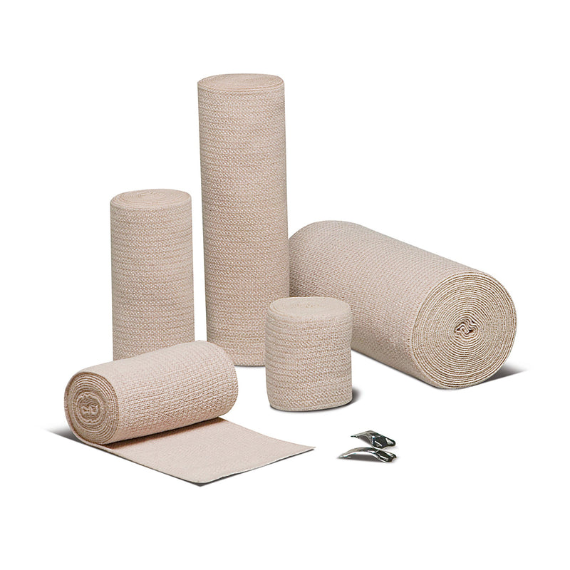 REB® LF Elastic Bandage 4 Inch X 5 Yard Clip Detached Closure Tan NonSterile Standard Compression (442328_EA) 1/EA