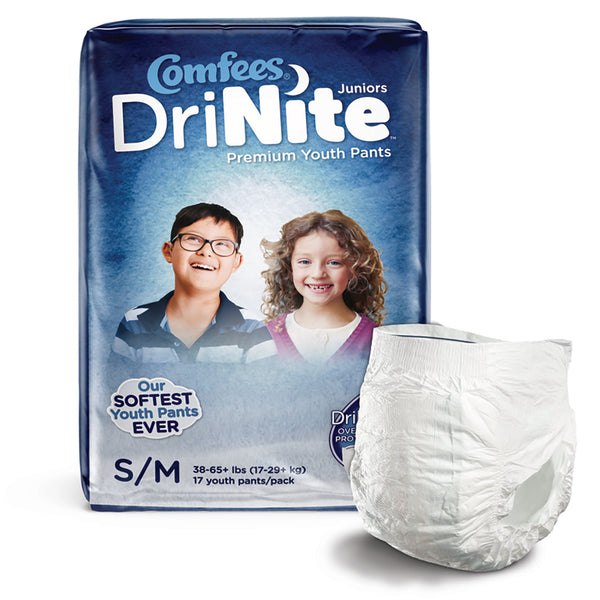 Comfees® DriNite® Juniors Unisex Youth Absorbent Underwear Pull On with Tear Away Seams Small / Medium Disposable Heavy Absorbency (1150965_CS) 68/CS