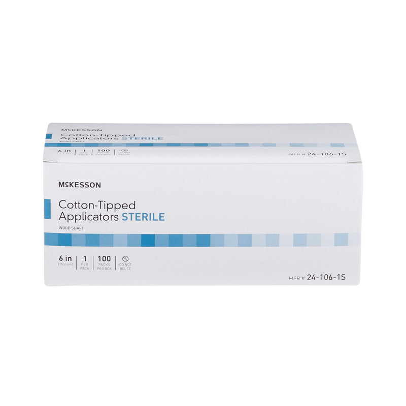 McKesson Swabstick Cotton Tip Wood Shaft 6 Inch Sterile 1 per Pack (999736_BX) 100/BX