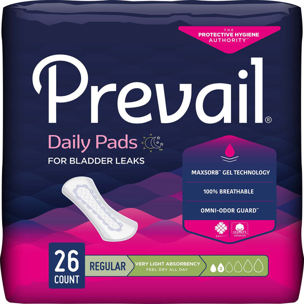 Prevail® Daily Pads Bladder Control Pad 7-1/2 Inch Length Light Absorbency Polymer Core One Size Fits Most (572727_CS) 312/CS