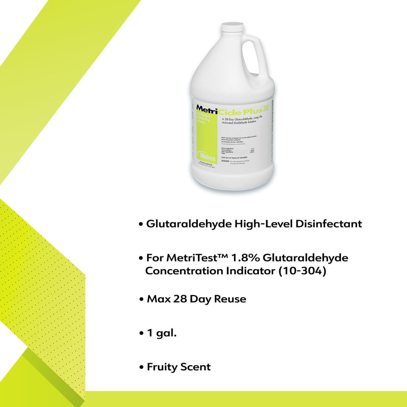 MetriCide Plus 30® Glutaraldehyde High-Level Disinfectant Activation Required Liquid 1 gal. Jug Reusable (188001_CS) 4/CS