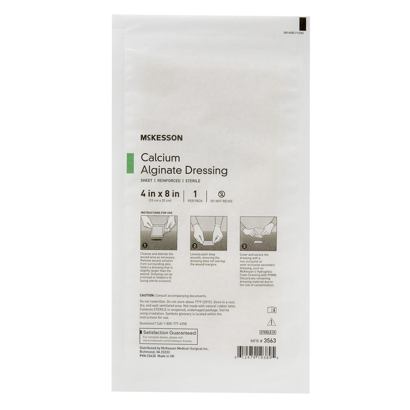 McKesson Alginate Dressing 4 X 8 Inch Rectangle (883266_BX) 5/BX
