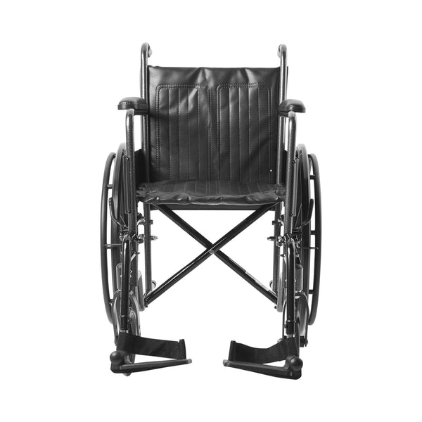 McKesson Wheelchair Dual Axle Full Length Arm Swing-Away Footrest Black Upholstery 18 Inch Seat Width Adult 300 lbs. Weight Capacity (1065274_EA) 1/EA