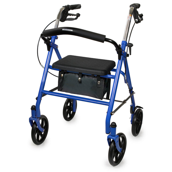 McKesson 4 Wheel Rollator Blue Adjustable Height / Folding Steel Frame (1065269_EA) 1/EA
