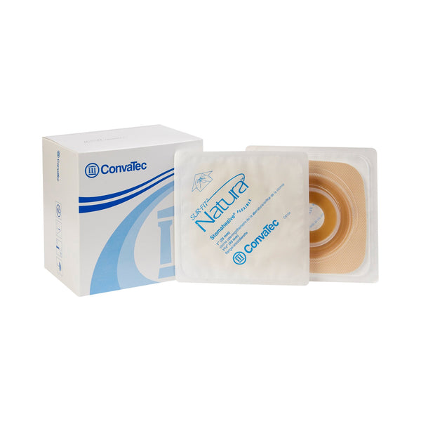 Sur-Fit Natura® Ostomy Barrier Precut, Standard Wear Stomahesive® Adhesive 45 mm Flange Sur-Fit® Natura® System Hydrocolloid 1 Inch Opening 4 X 4 Inch (365750_BX) 10/BX