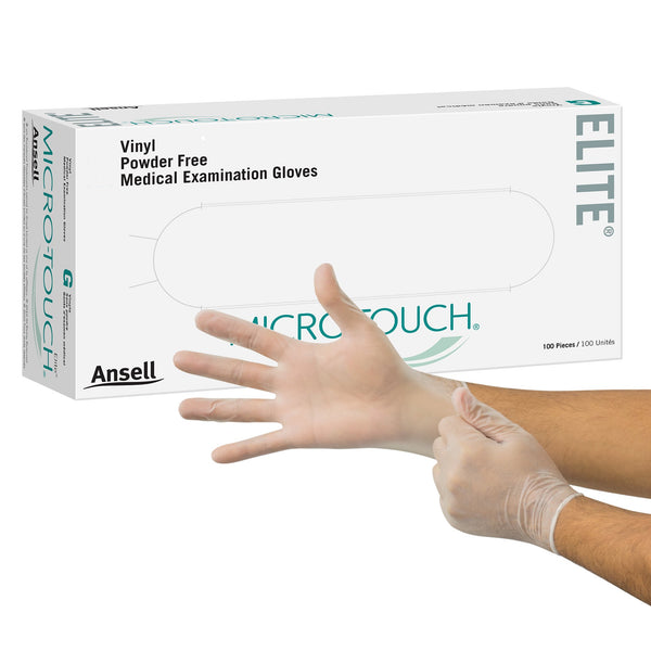 Micro-Touch® Elite® Exam Glove Medium NonSterile Stretch Vinyl Standard Cuff Length Smooth Ivory Not Rated (453104_BX) 100/BX