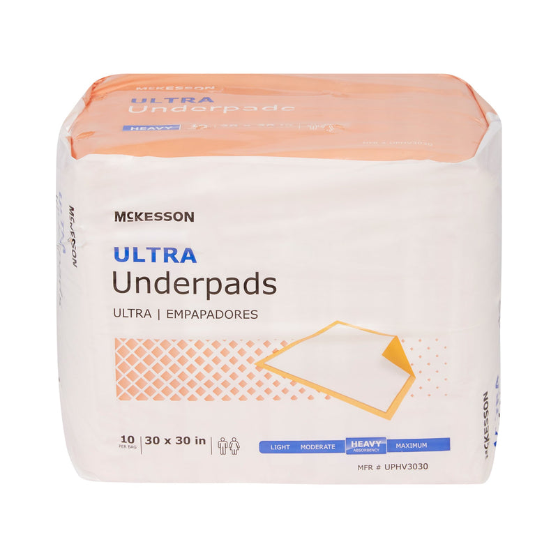 McKesson Ultra Disposable Underpad 30 X 30 Inch Fluff / Polymer Heavy Absorbency (730984_BG) 10/BG