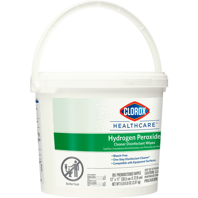 Clorox Healthcare® Surface Disinfectant Cleaner Premoistened Hydrogen Peroxide Based Manual Pull Wipe 185 Count Pail Unscented NonSterile (853531_CT) 1/CT