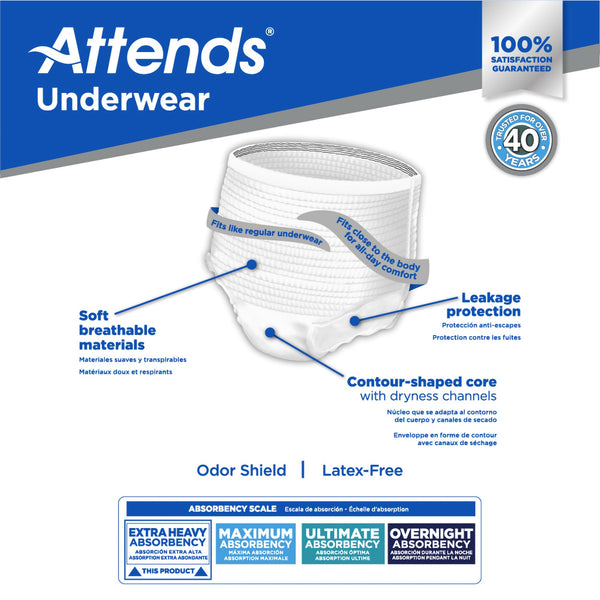 Attends® Care Unisex Adult Absorbent Underwear Pull On with Tear Away Seams Large Disposable Heavy Absorbency (1028711_BG) 25/BG