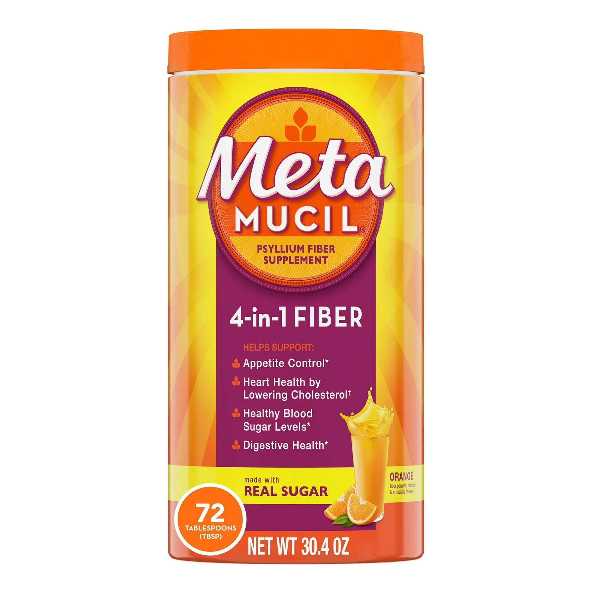 Metamucil® Fiber Supplement Orange Flavor Powder 30 oz. 3.4 Gram Stren ...
