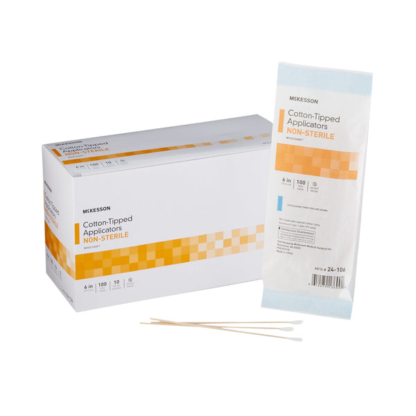 McKesson Swabstick Cotton Tip Wood Shaft 6 Inch NonSterile 100 per Pack (508716_CS) 100/CS