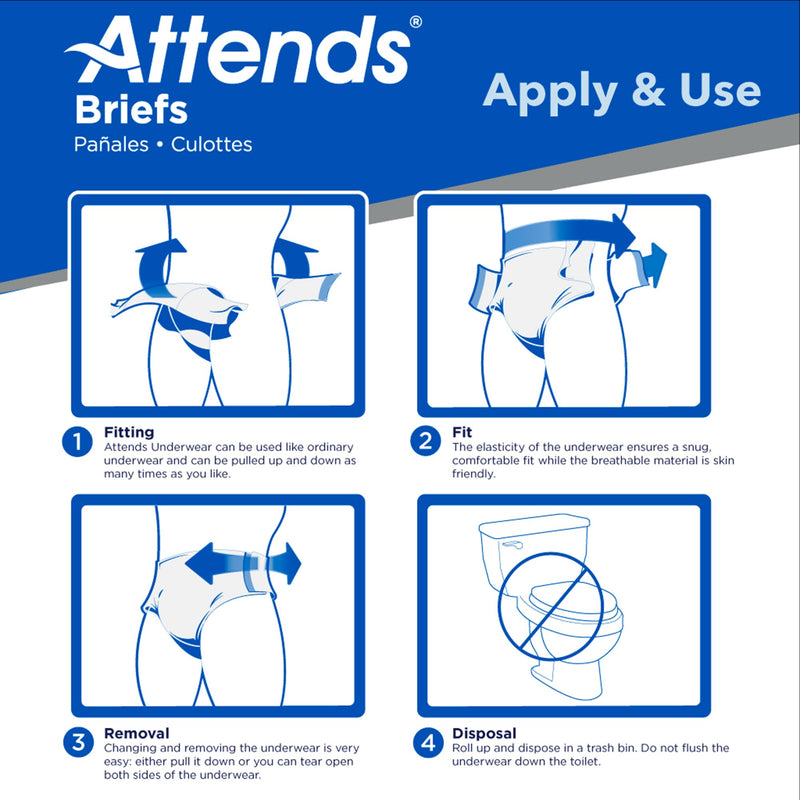 Attends® Care Advanced Unisex Adult Incontinence Brief Large Disposable Heavy Absorbency (1247853_CS) 100/CS