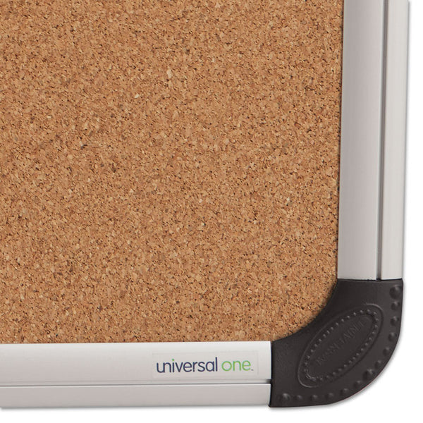 Universal® Cork Board with Aluminum Frame, 24 x 18, Tan Surface (UNV43712)