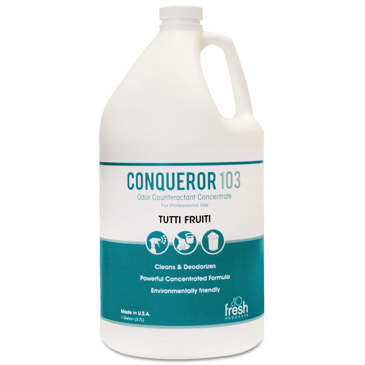 Fresh Products Conqueror 103 Odor Counteractant Concentrate, Tutti-Frutti, 1 gal Bottle, 4/Carton (FRS1WBTU) Case of 4