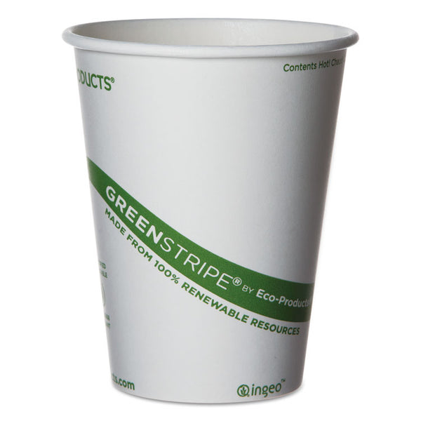Eco-Products® GreenStripe Renewable and Compostable Hot Cups, 12 oz, 50/Pack, 20 Packs/Carton (ECOEPBHC12GS)
