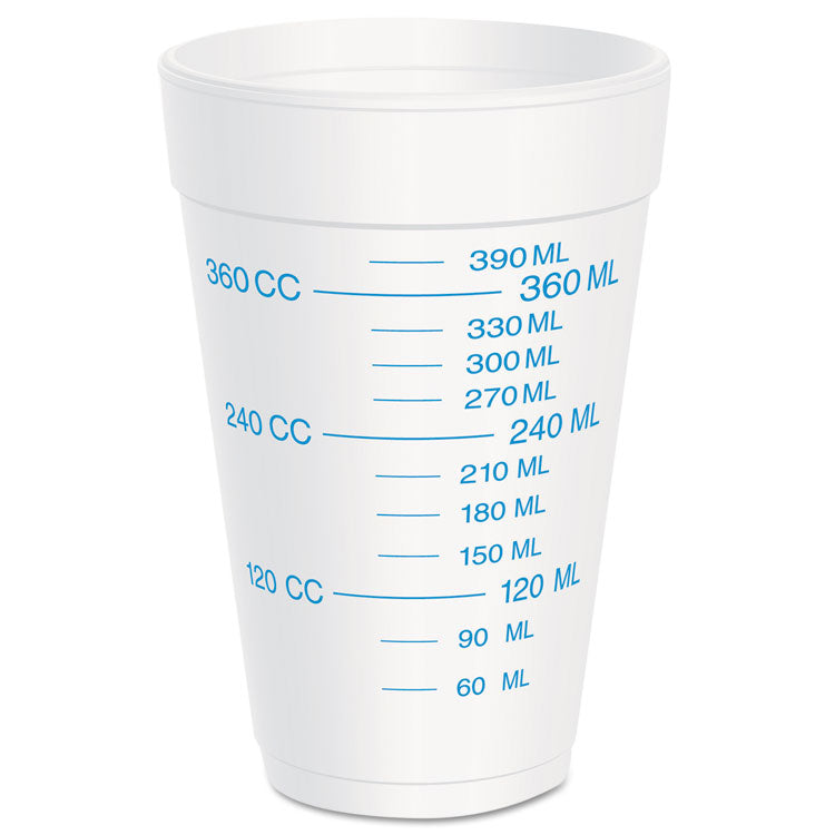 Dart® Graduated Foam Medical Cups, 16 oz, White, 25/Pack, 40 Packs/Carton (DCC16J16GRAD)