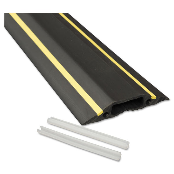 D-Line® Medium-Duty Floor Cable Cover, 3.25 x 0.5 x 6 ft, Black with Yellow Stripe (DLNFC83H)