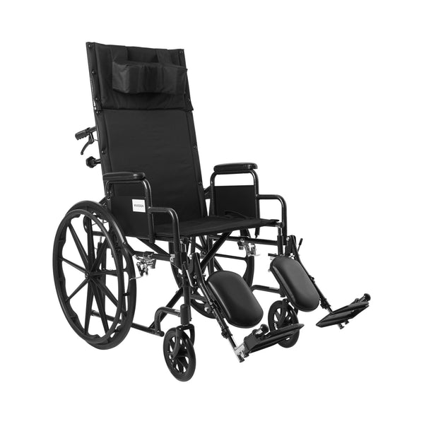 McKesson Reclining Wheelchair Desk Length Arm Swing-Away Elevating Legrest Black Upholstery 20 Inch Seat Width Adult 350 lbs. Weight Capacity (1065291_EA) 1/EA